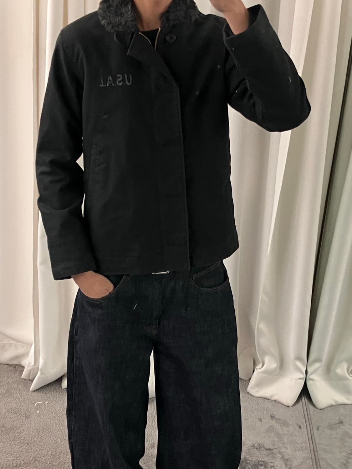 알파인더스트리 블랙 퍼 N-1 덱자켓 M 상품이미지7