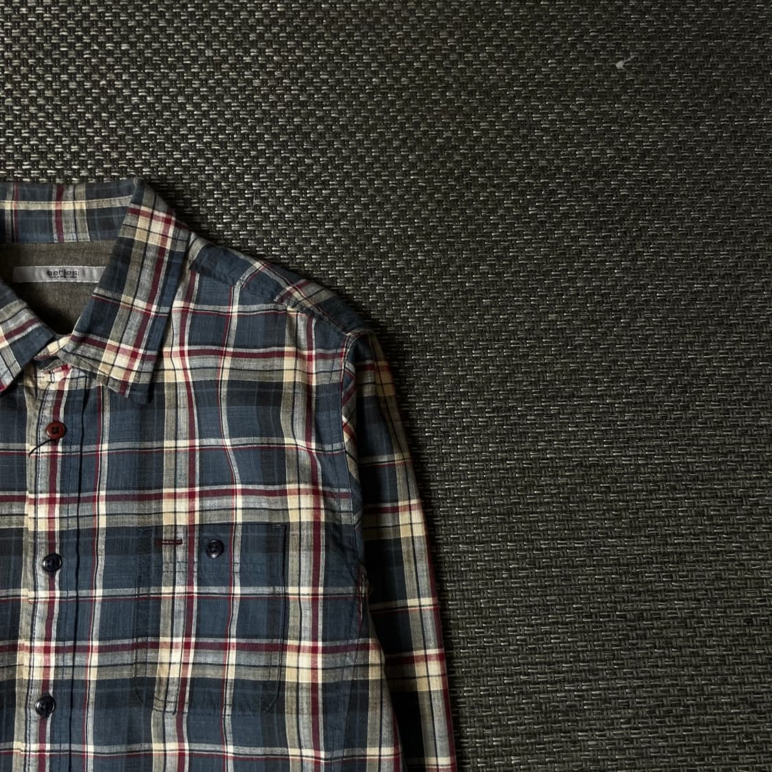 시리즈 네이비 레드 체크 패턴 긴팔 셔츠 105 상품이미지3