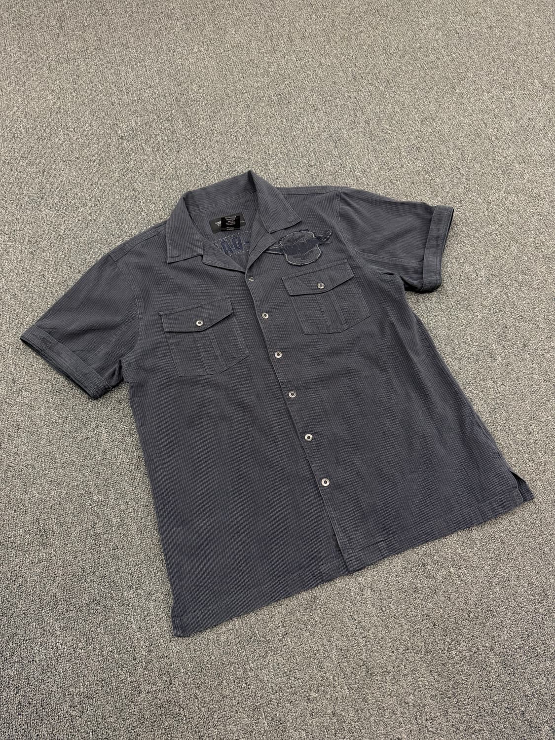 L) 할리데이비슨 빈티지 스트라이프 패치 자수 반팔 셔츠 상품이미지1