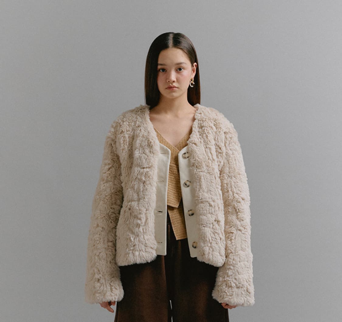 소프트서울 퍼자켓 아이보리 상품이미지1