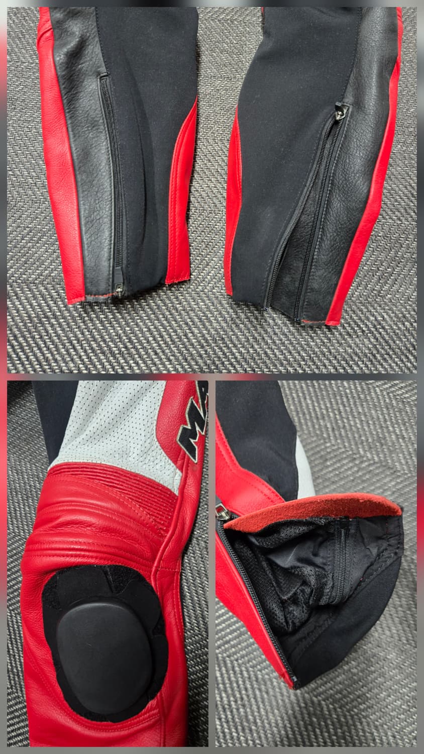 맥슬러 MAXLER 레이싱 가죽 슈트 블랙/화이트/레드 2XL 상품이미지4