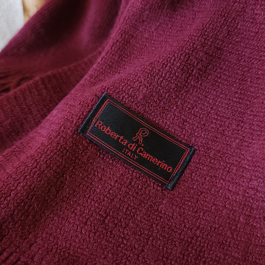 90s 로베르타 디 까메리노 버건디 울 머플러 상품이미지4