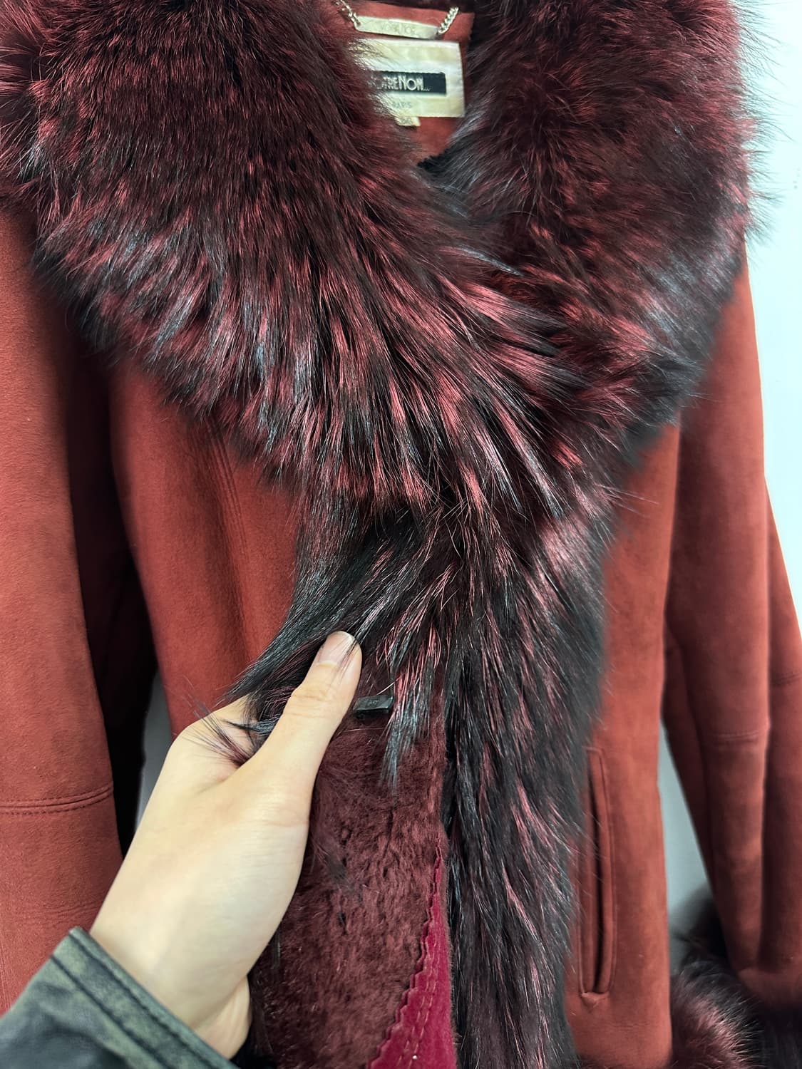 Lamb skin red fox fur jacket 상품이미지5