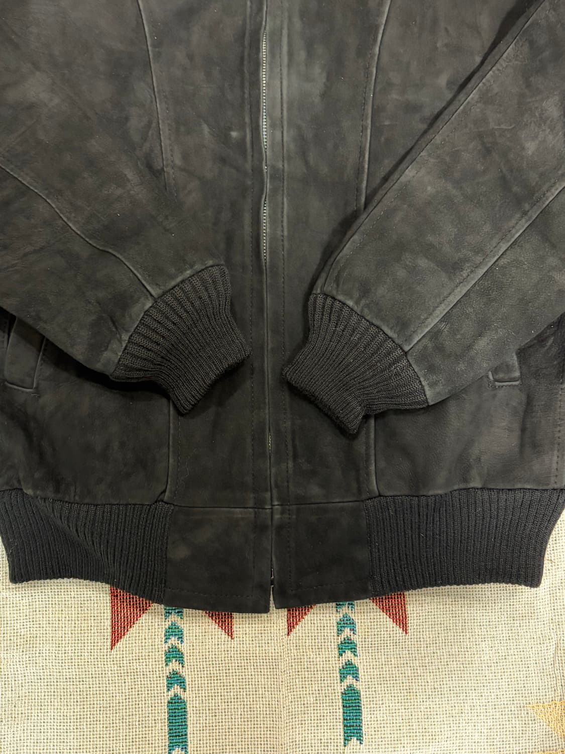 90s MARUNI 제팬 크롭 스웨이드 봄버 블루종 자켓 상품이미지4