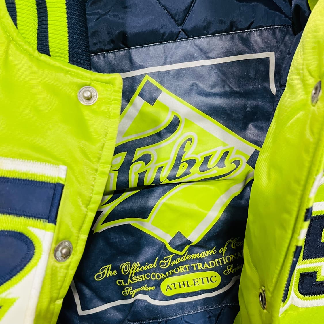 푸부 00s 올드스쿨 힙합 그린 바시티 자켓 상품이미지6