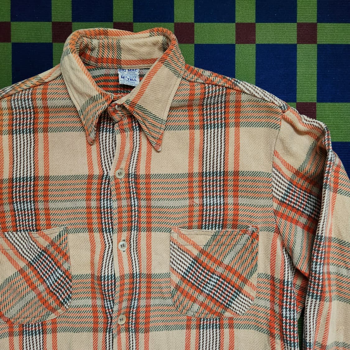 70s Big Mac 제이씨페니 체크 플란넬 워크셔츠 상품이미지3
