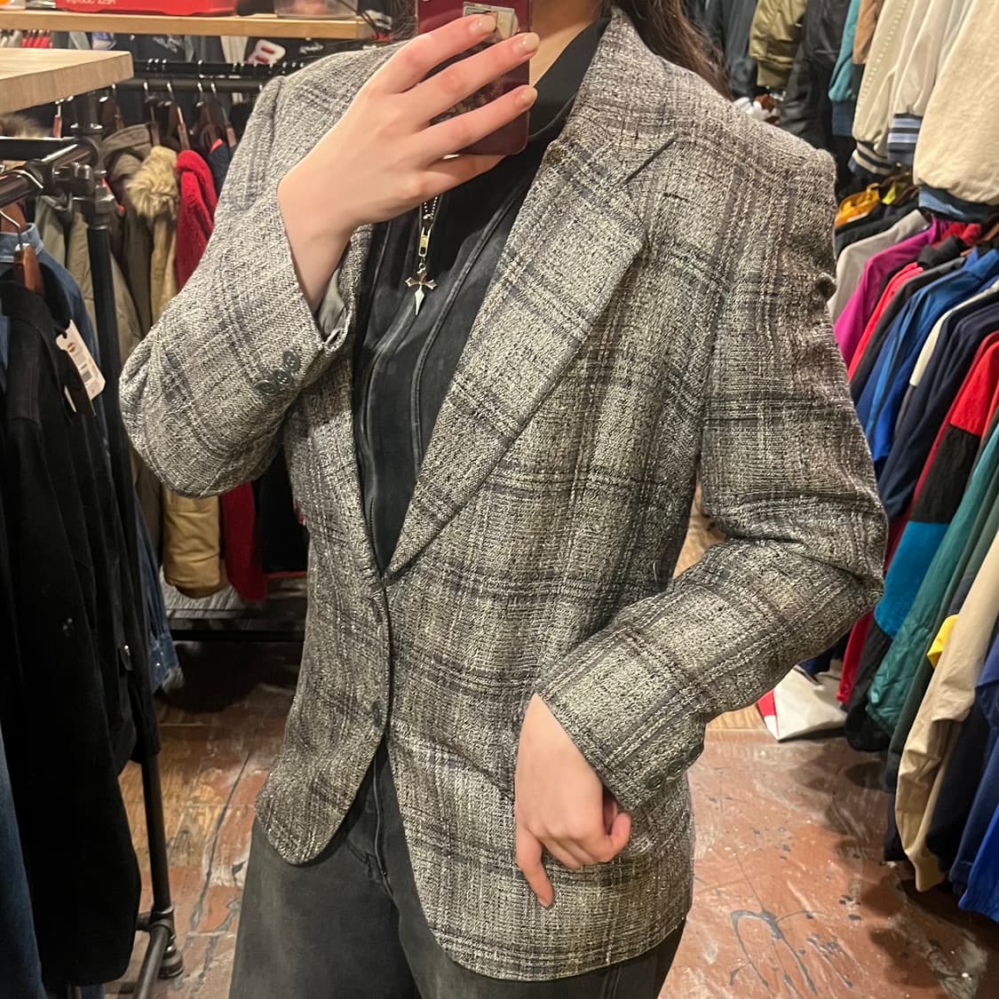 [HI] 빈티지 블레이져 자켓 체크 상품이미지4