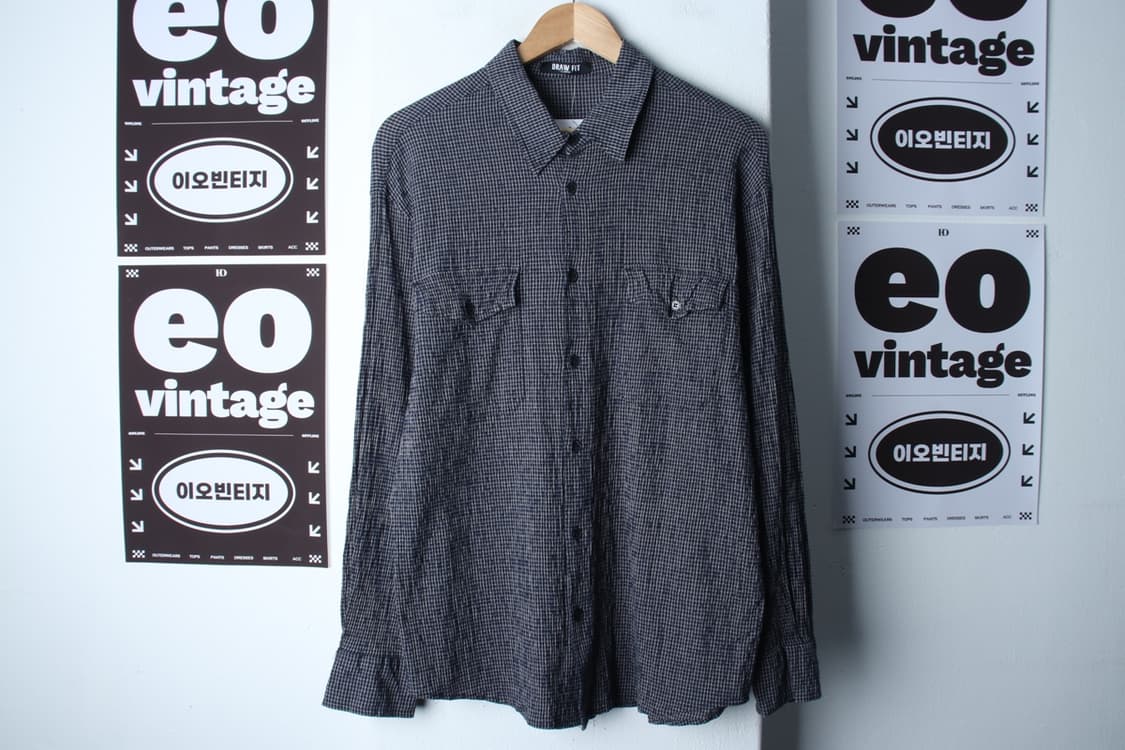 (XL-2XL) 드로우핏 셔츠 남방 체크 네이비 여름용 시원-H32652 상품이미지2