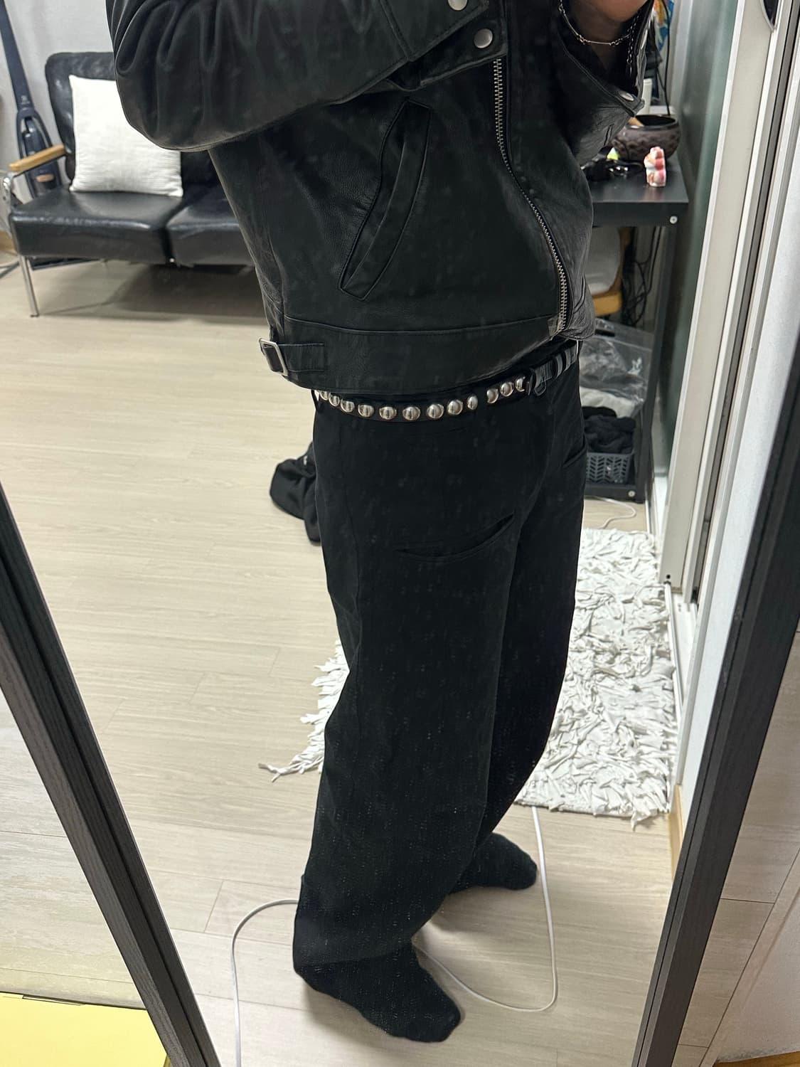 앤드뮐 미스터 스터드 슬림 레더 벨트 os  상품이미지8