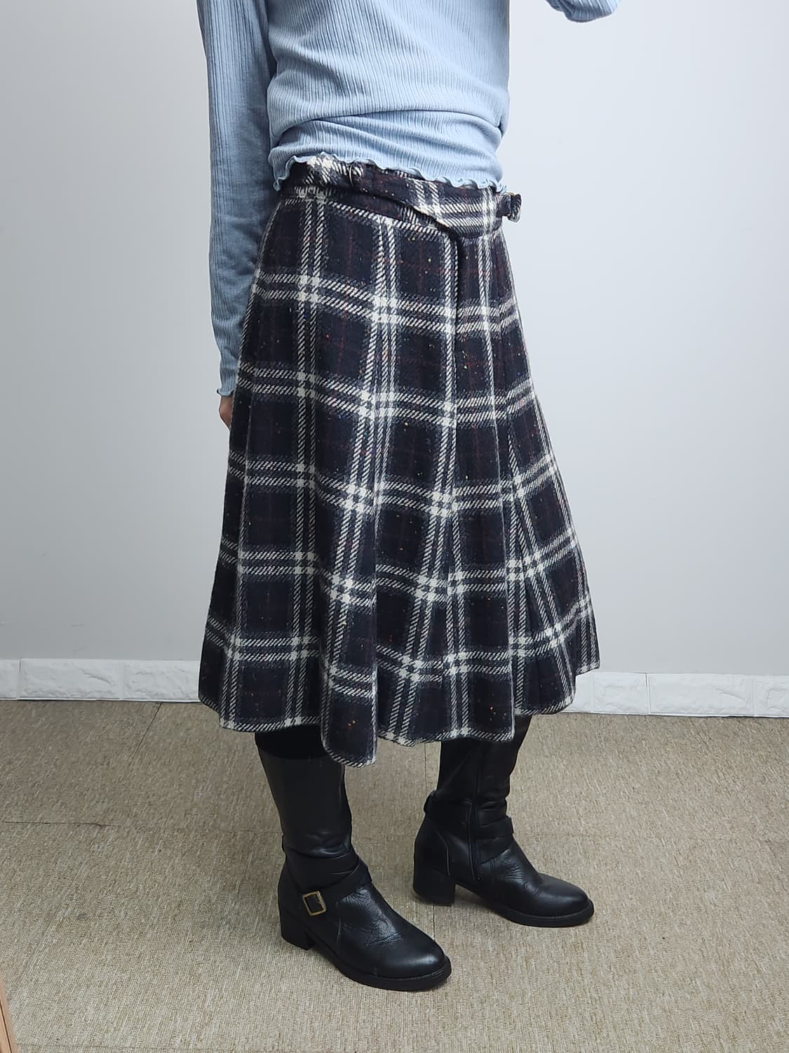 체크 버클 스커트 상품이미지2