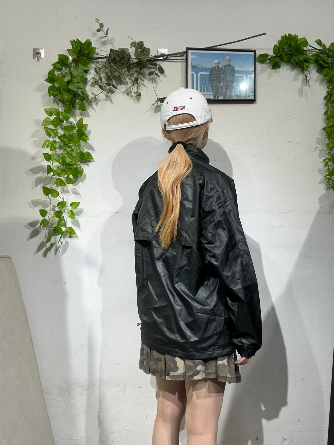 챔피온 블랙 오버핏 로고 바람막이 자켓 S 상품이미지3