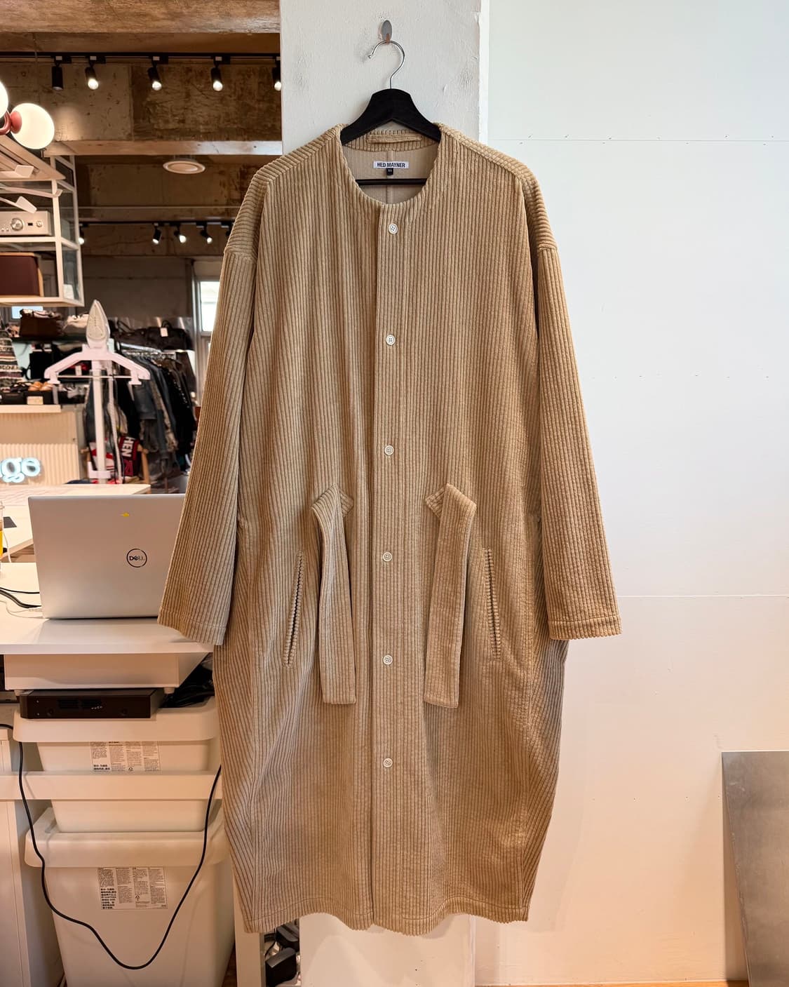 헤드 메이너 베이지 코듀로이 오버라이즈 코트 상품이미지2