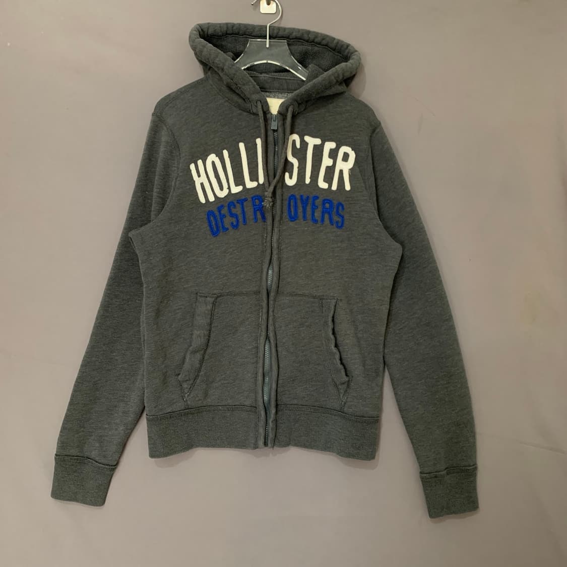 L 홀리스터 슬림핏 차콜 기모 후드집업 상품이미지1