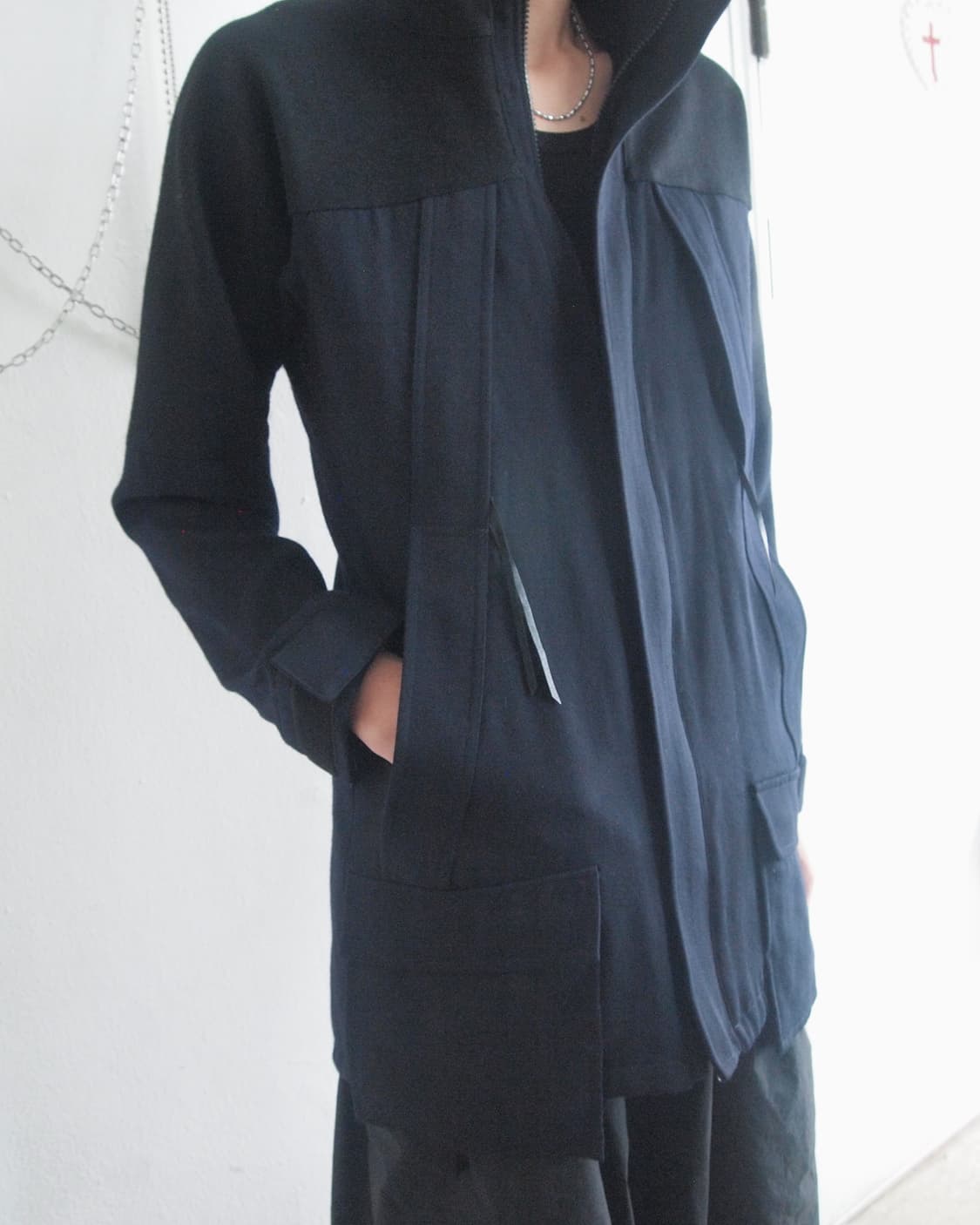 요지야마모토 후드 하이넥 울 코트 상품이미지2