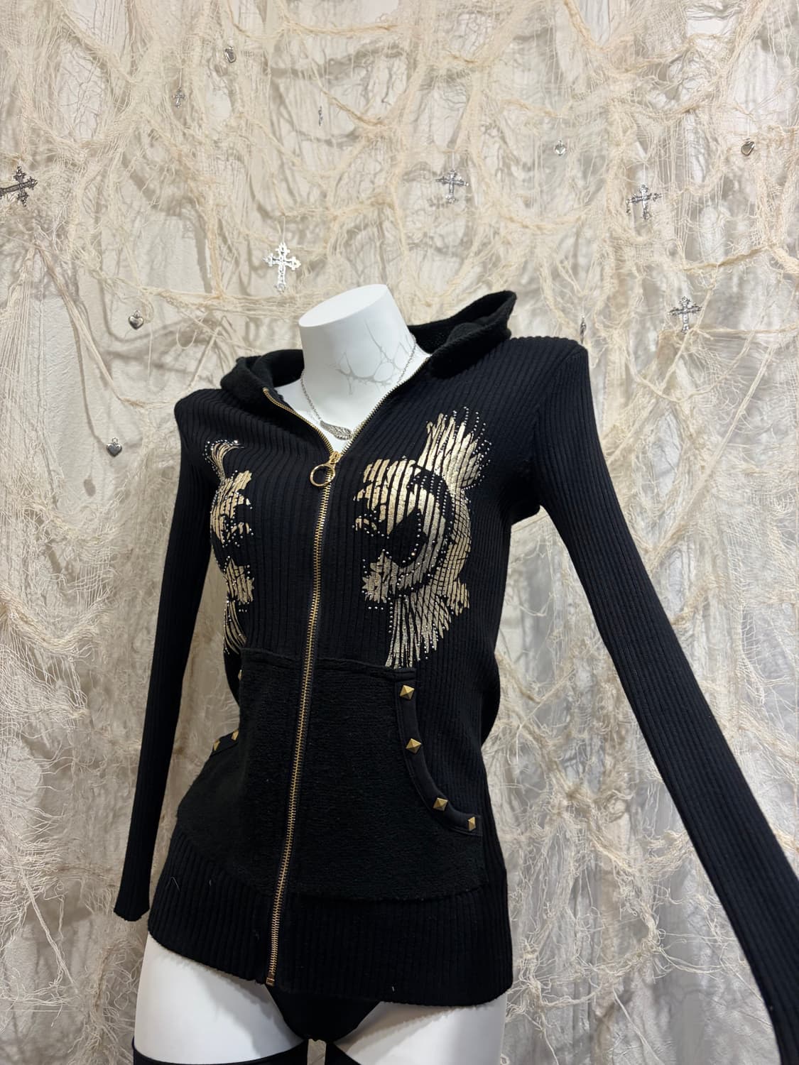 Y2K Gothic Oriental cubic hoodie zip up 상품이미지4