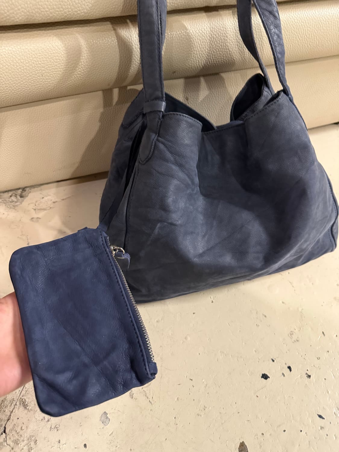 Italy real leather ash blue shoulder bag 상품이미지3