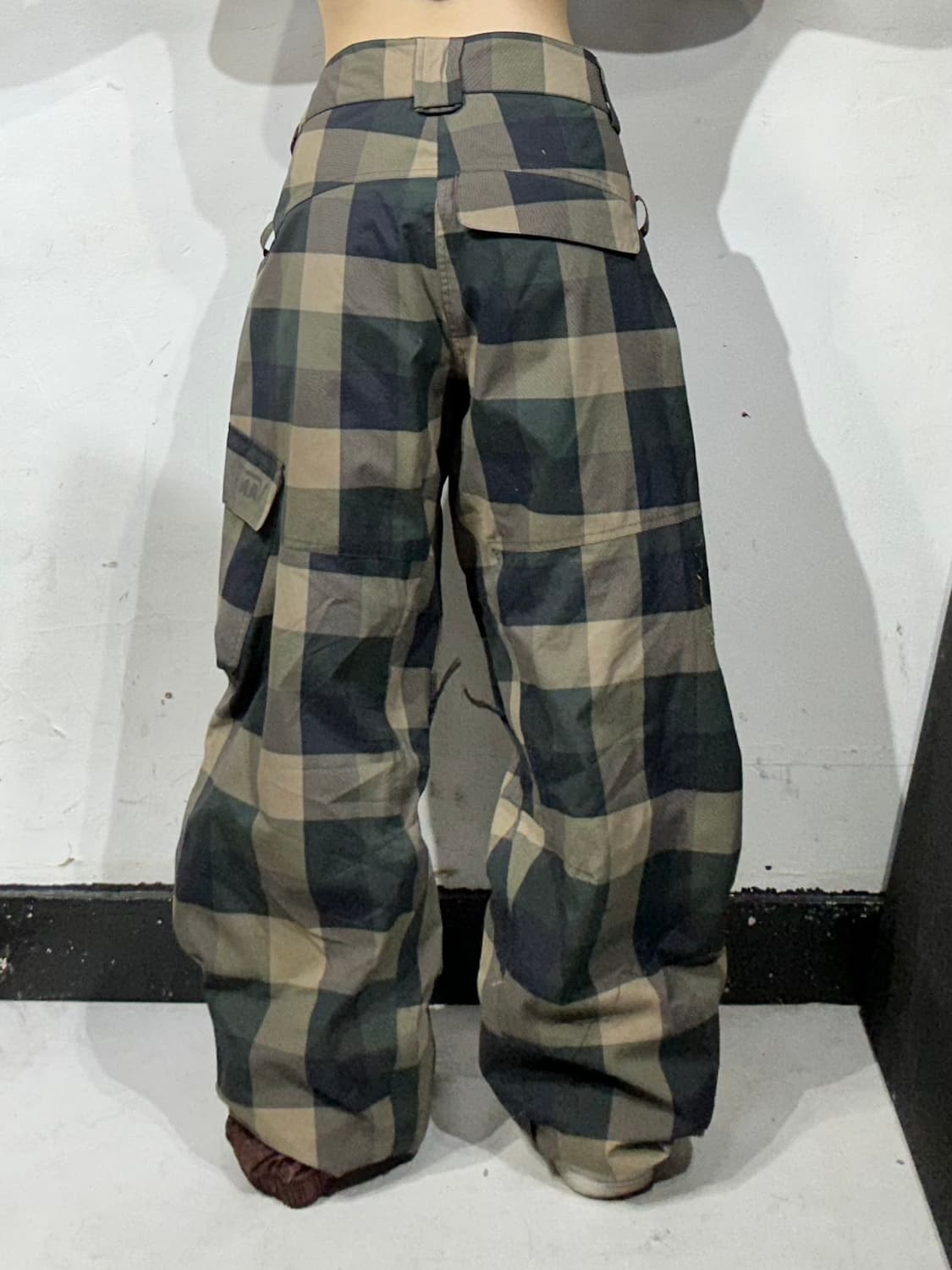 Vans 베이지 와이드 올드스쿨 체크 보드 팬츠 카고 바지 L 상품이미지3