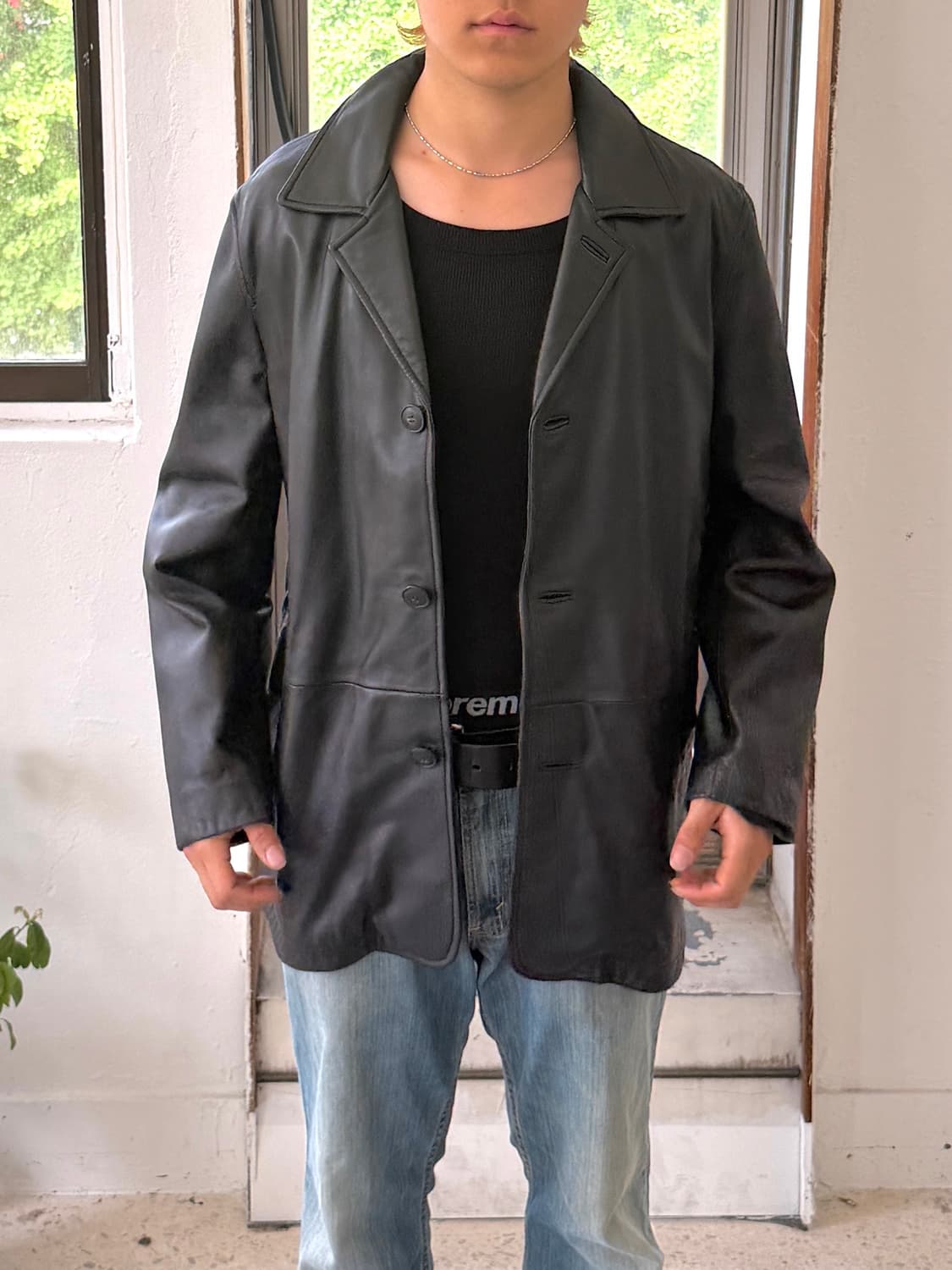 빈티지 레더 블레이저 자켓 상품이미지6