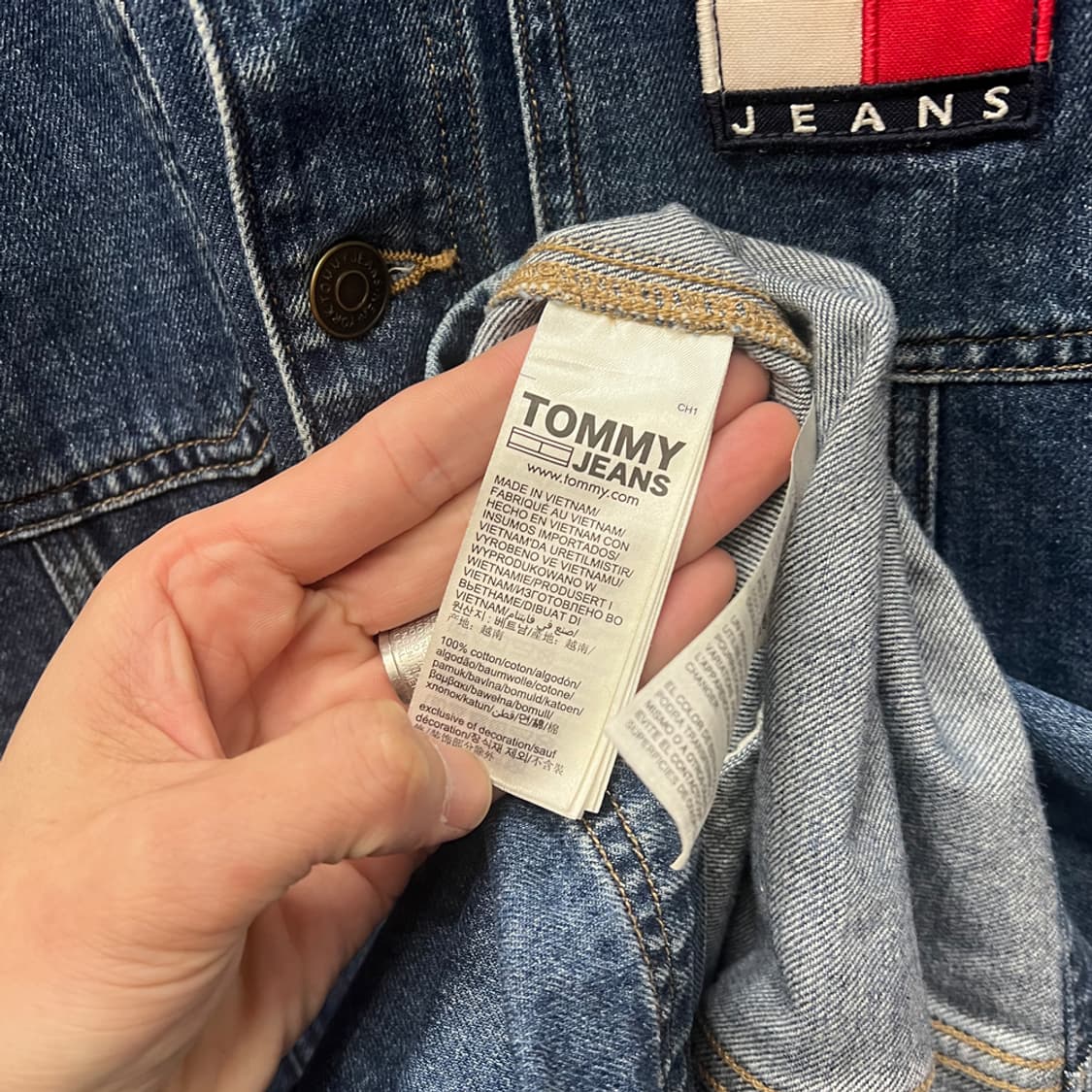 타미 진스 데님 스트럭처 미니 원피스 M 상품이미지4