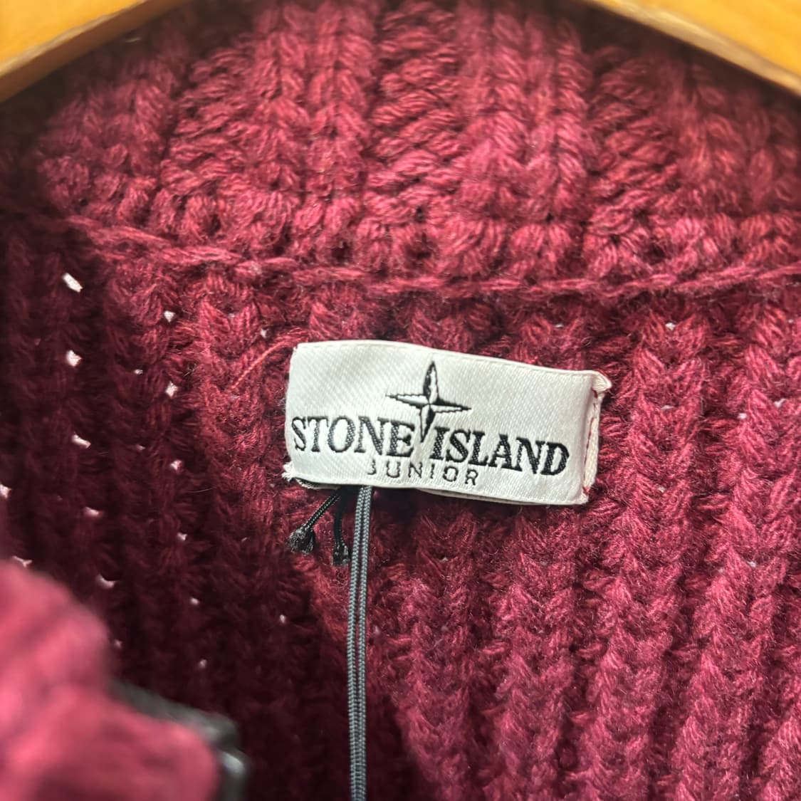 스톤아일랜드 주니어 버건디 와플 니트 하프 집업 새상품 상품이미지7