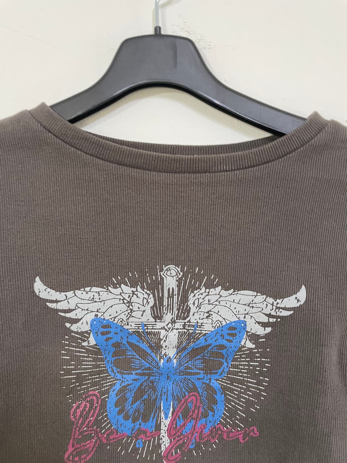 재패니즈빈티지 크롭 나비 프린팅 긴팔 티셔츠 상품이미지4