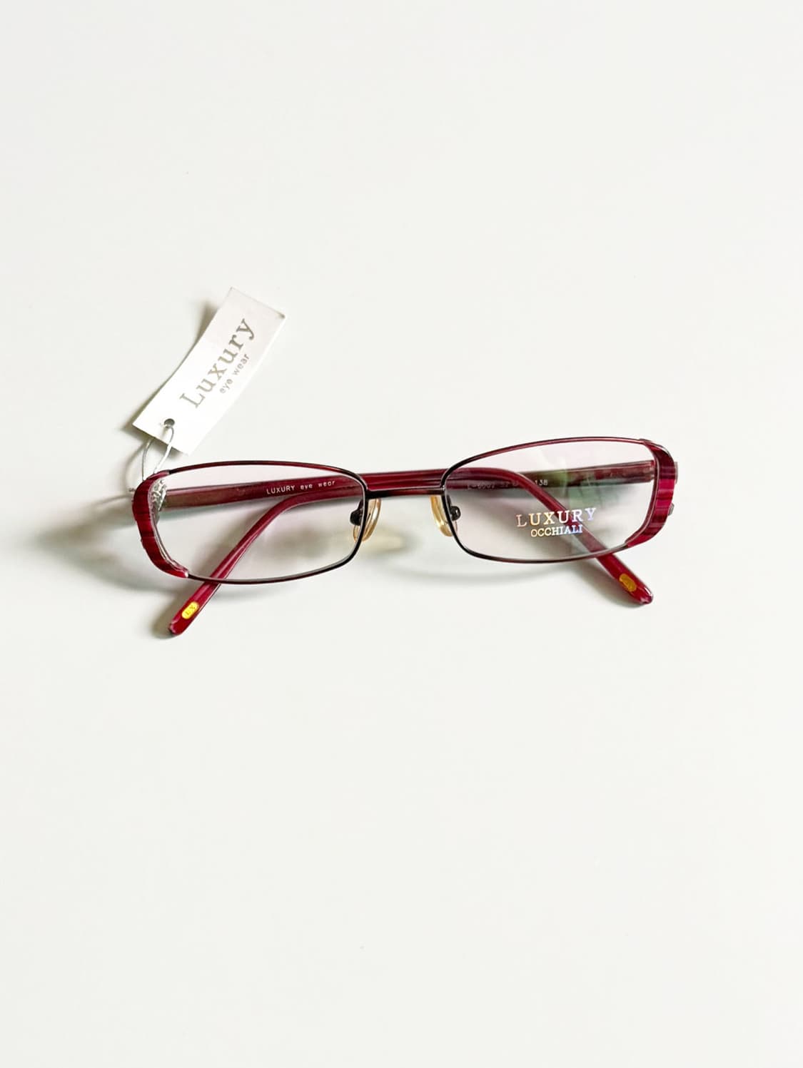 LUXURY OCCHIALI 레드와인 메탈 슬림 스퀘어 빈티지 안경 상품이미지1