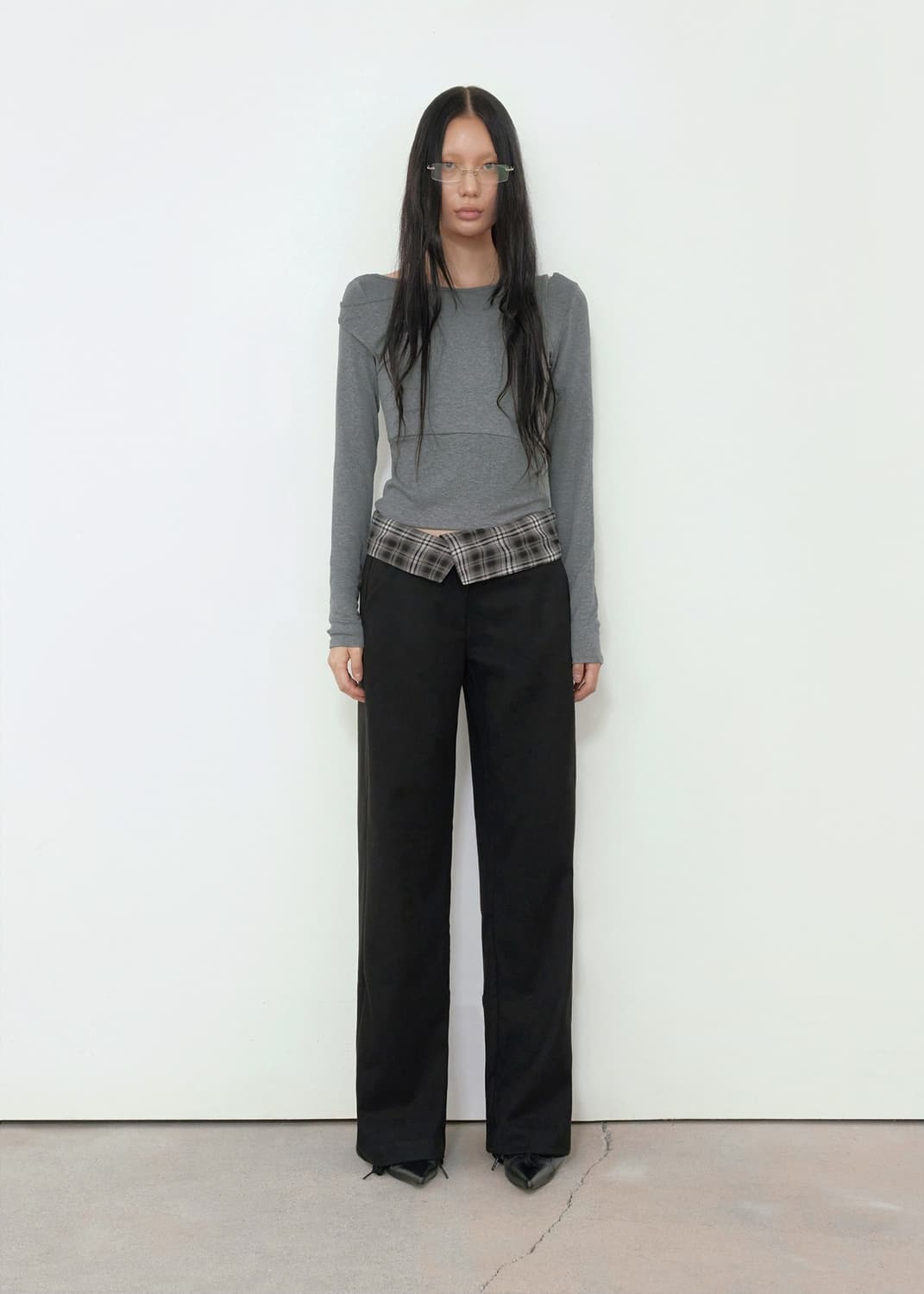 보헤미안서울 트위스티드 리브드탑 멜란지그레이 상품이미지1