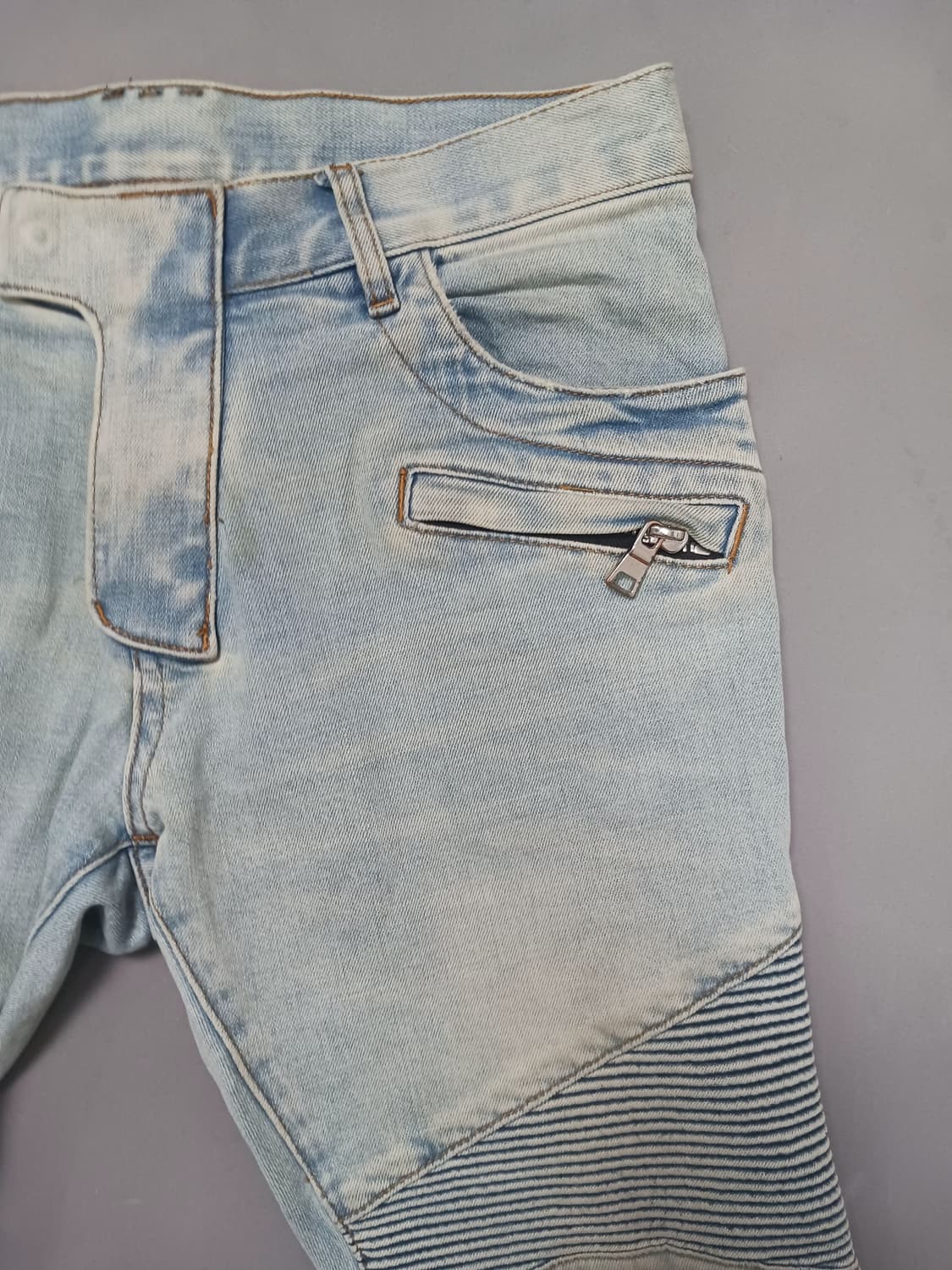 [30] 발망 라이트블루 워싱 바이커진 청바지 상품이미지4