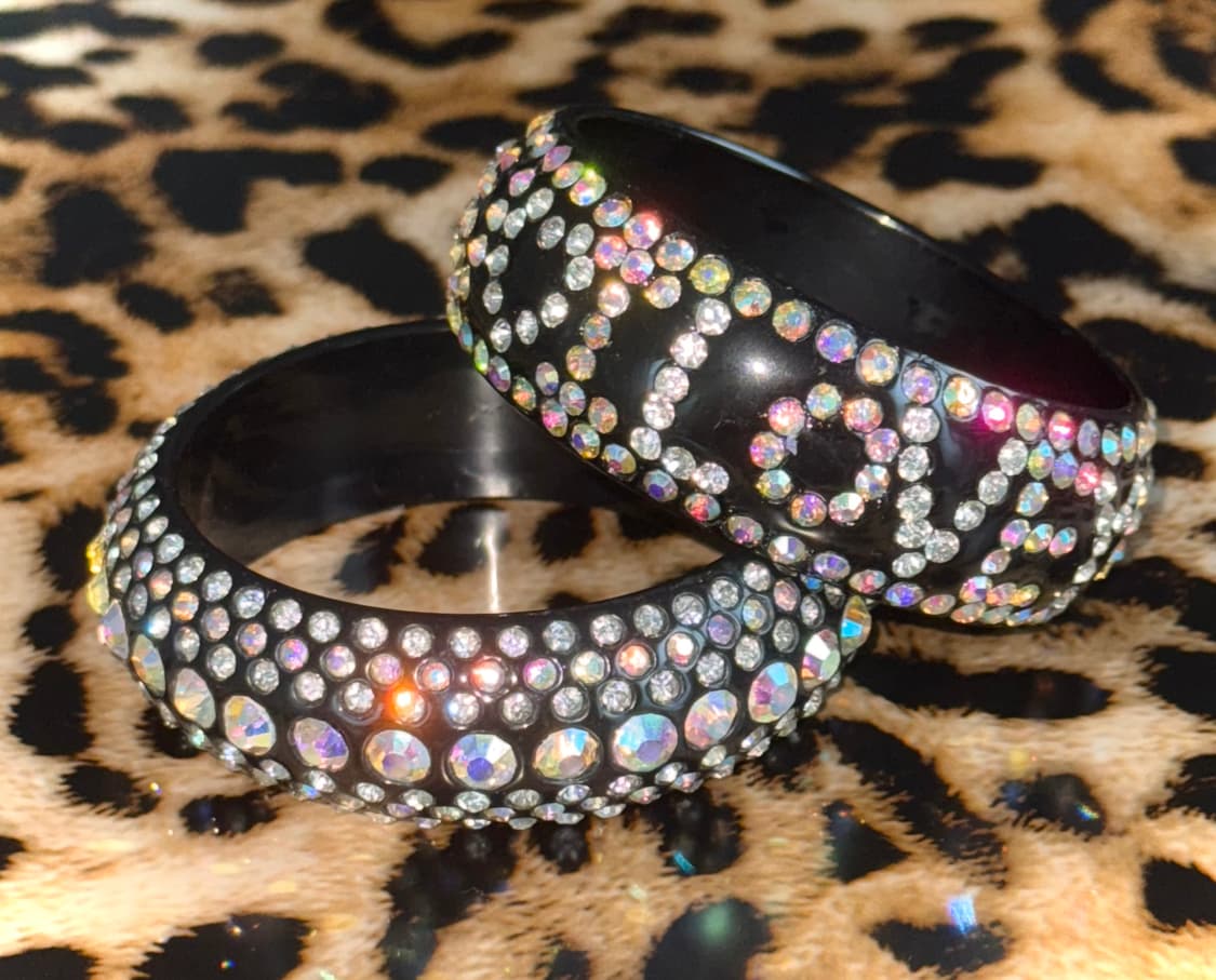 일본 시부야 갸루 펑크 emo 화이트 큐빅 뱅글 팔찌 상품이미지2