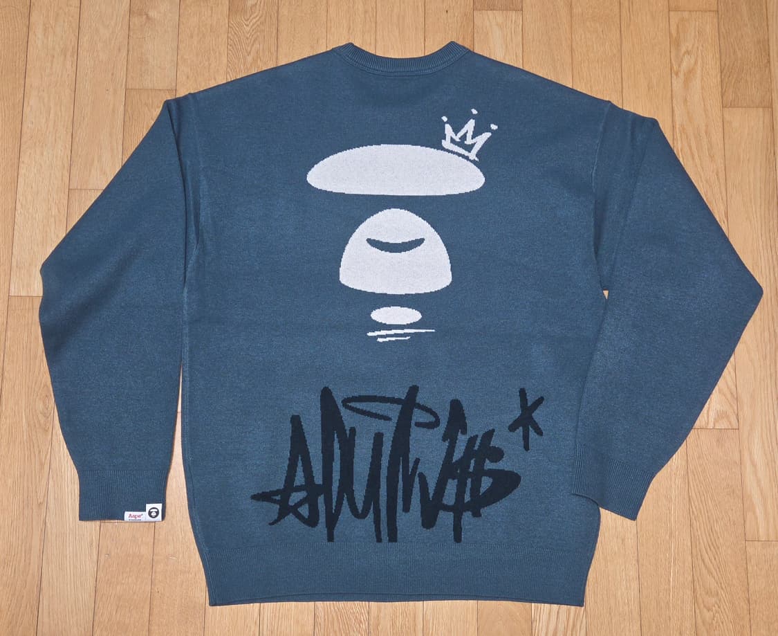 Aape 문페이스 크루넥 니트 L 에메랄드 그린 상품이미지2