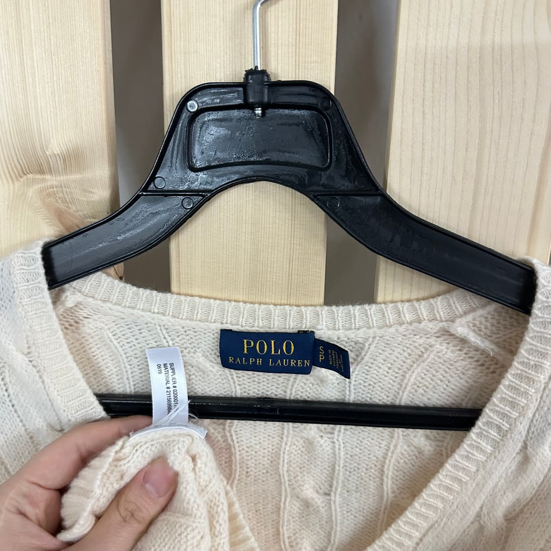 (S) 폴로 랄프로렌 아이보리 브이넥 케이블 니트 상품이미지5