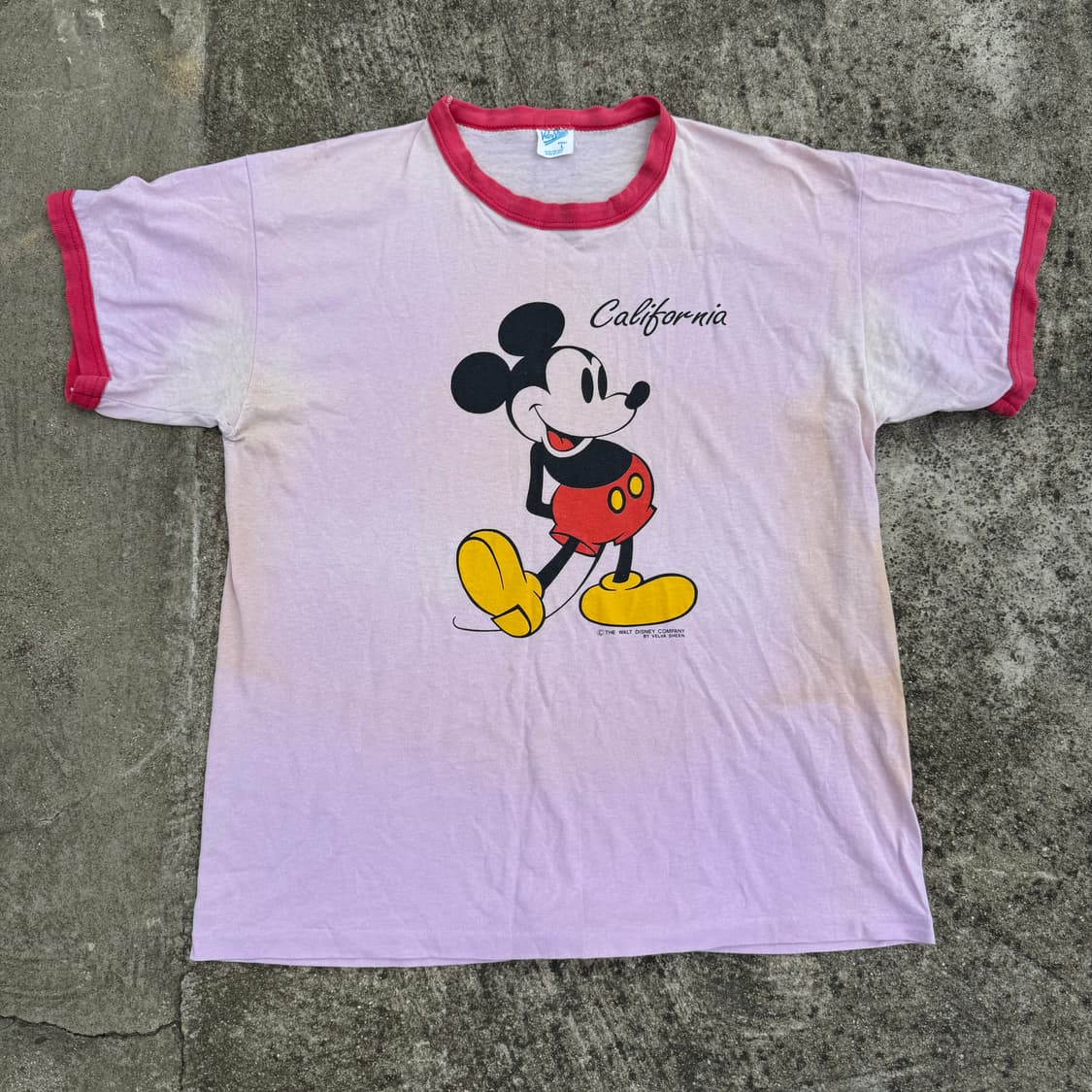 [L~XL] 90s Velva Sheen 미키마우스 링거티 반팔티 상품이미지1