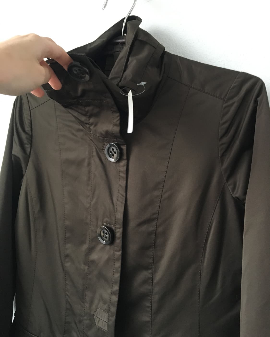 Belted glossy high neck jacket 상품이미지4