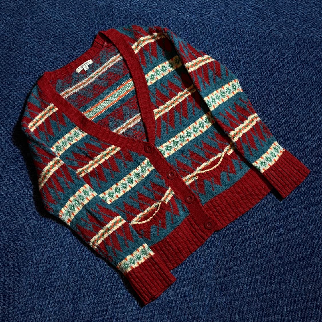 빈티지 아가일 니트 가디건 상품이미지1