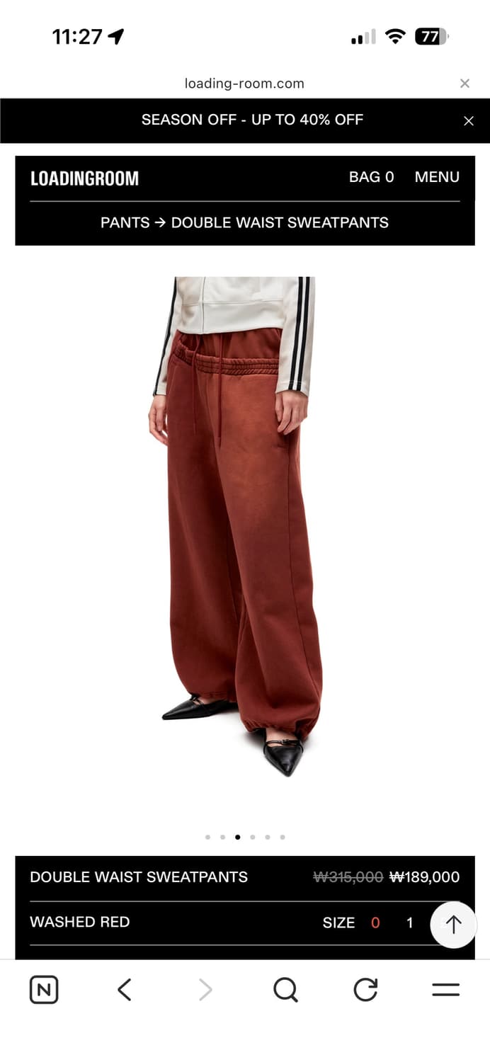 로딩룸 DOUBLE WAIST SWEATPANTS 상품이미지1