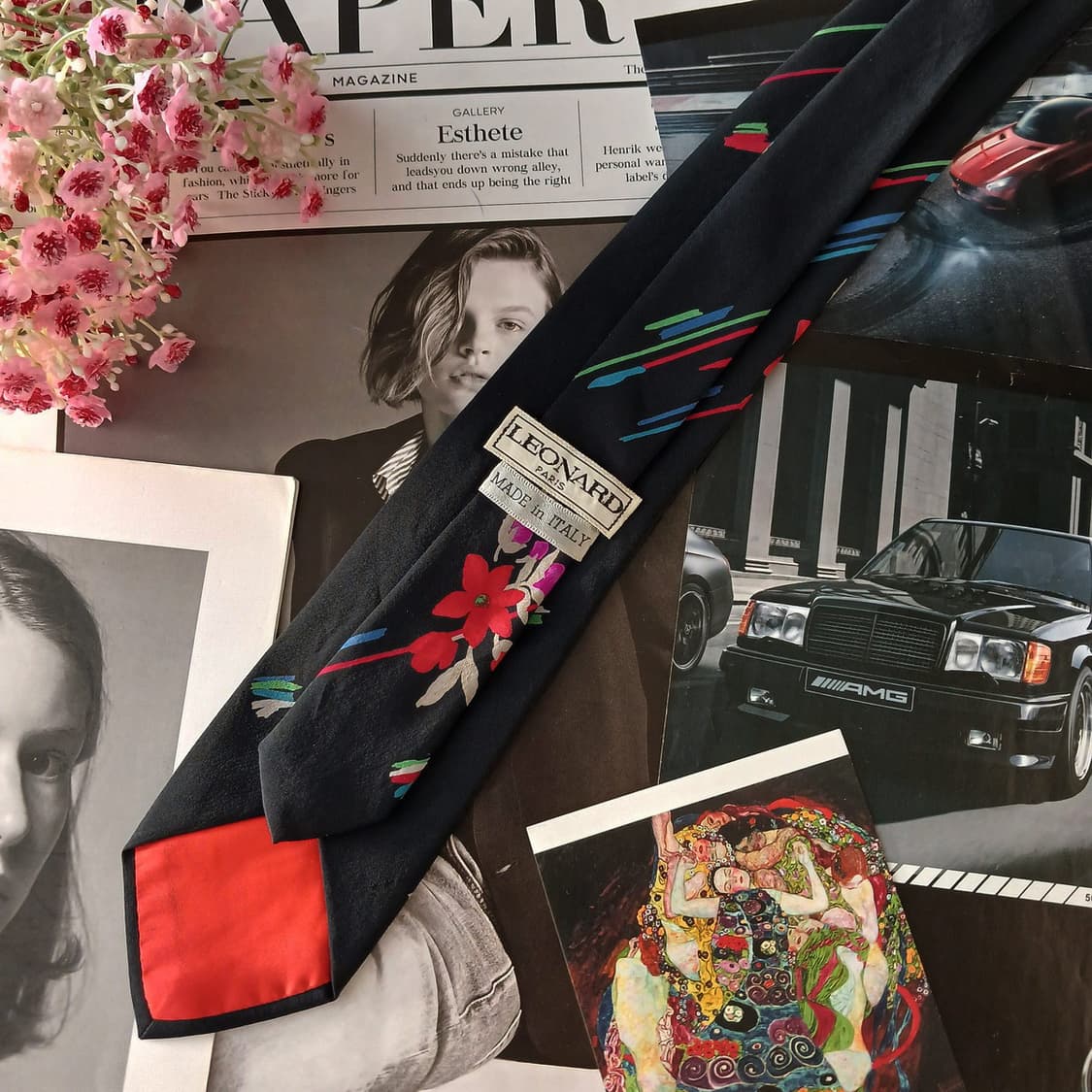 레오나드 실크 로고 포인트 넥타이 7.8cm A+~A등급 A19178
 상품이미지4