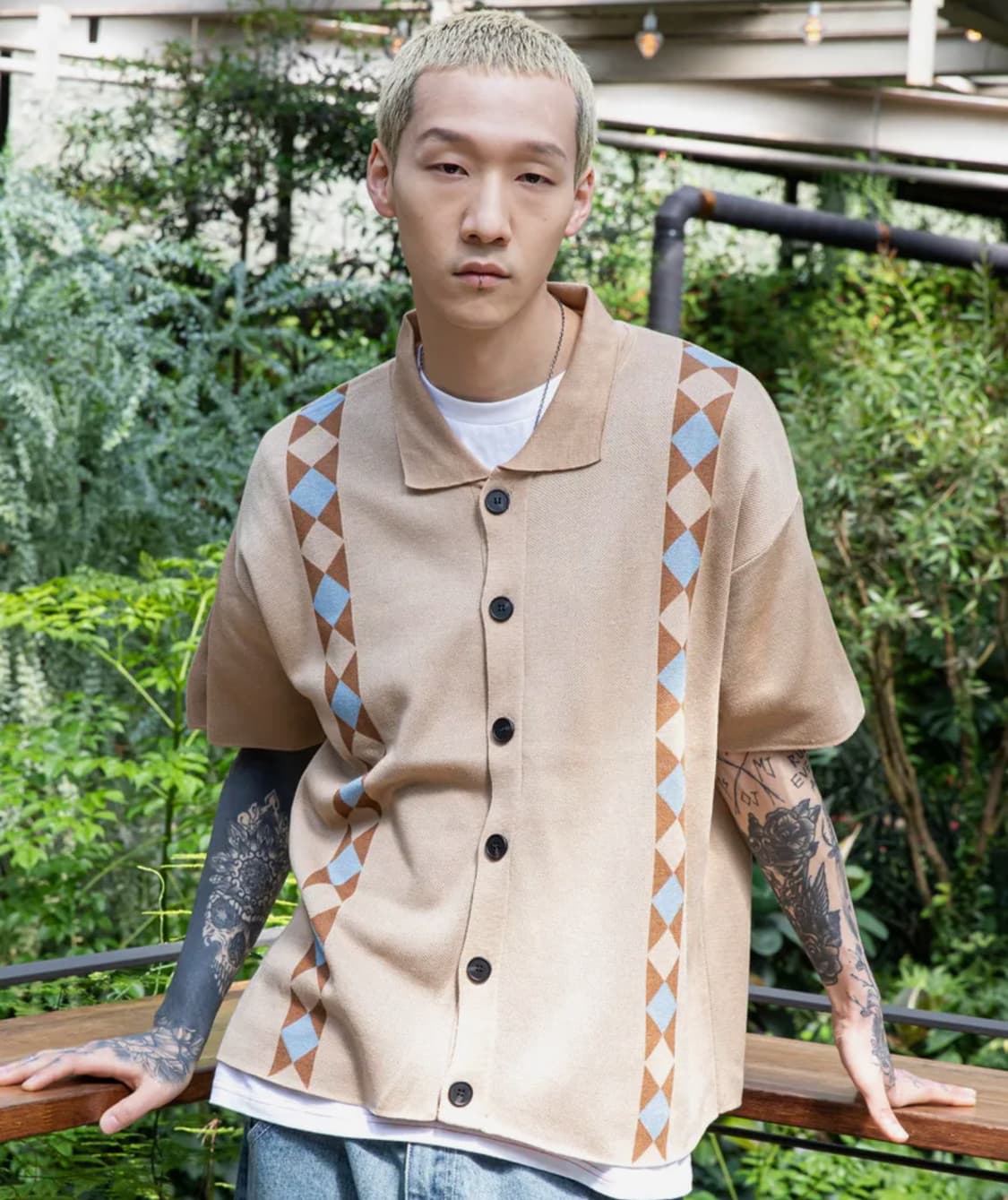 엑스톤즈 XTK028 다이아 반팔 니트 가디건 상품이미지1