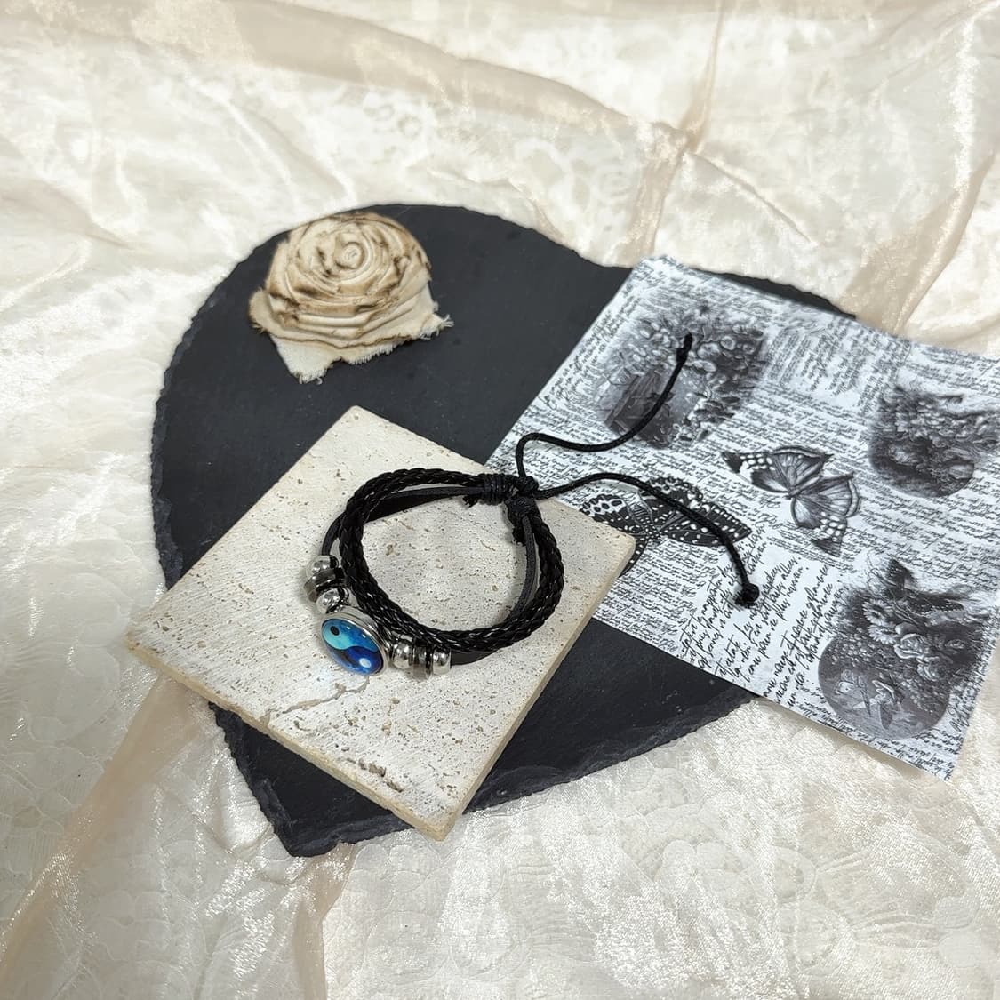 빈티지 태극 오리엔탈 쇠가죽 조절 팔찌 상품이미지1