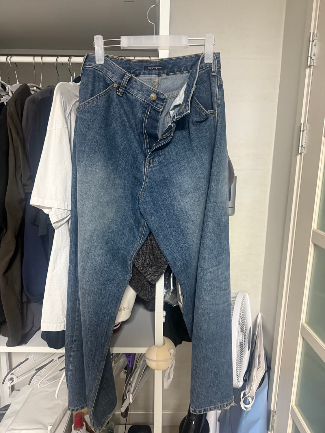 해칭룸 와이드 커브드진 워시드 블랙 2size 상품이미지3