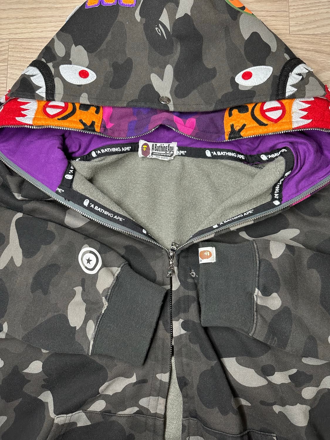 베이프 BAPE 카모 샤크 후드집업 XL 상품이미지4