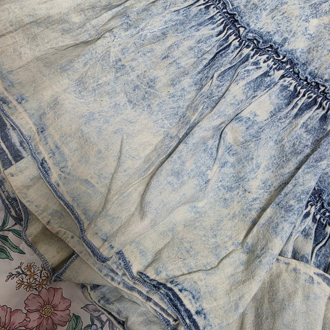 일본빈티지)워싱 청데님st 하구미모리걸 로맨틱 패치워크 아일렛 끈원피스 상품이미지6