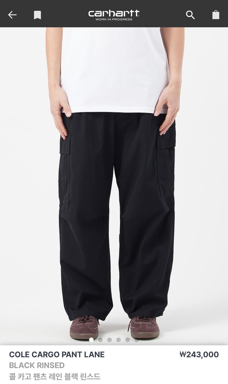 칼하트 콜 카고팬츠 레인블랙 린스드 COLE CARGO PANT LANE 상품이미지2