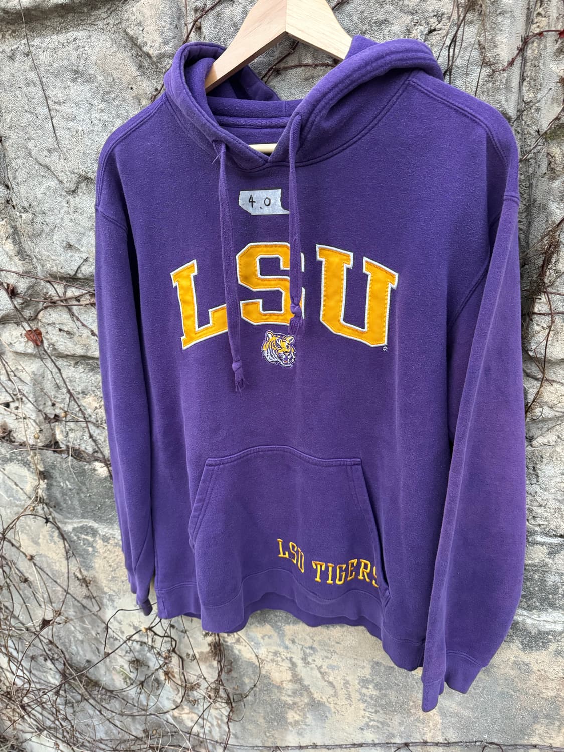 P2 usa 빈티지 러셀 컬리지 자수 후드티 후드 m 퍼플 상품이미지3