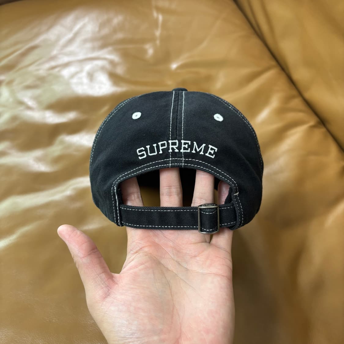 Supreme 슈프림 바이저 스티치 워시드 블랙 6패널 볼캡 모자 상품이미지7