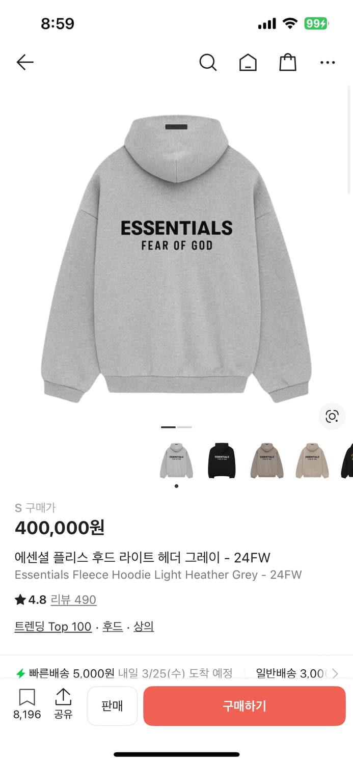 에센셜 후드 라이트 헤더 그레이 상품이미지2