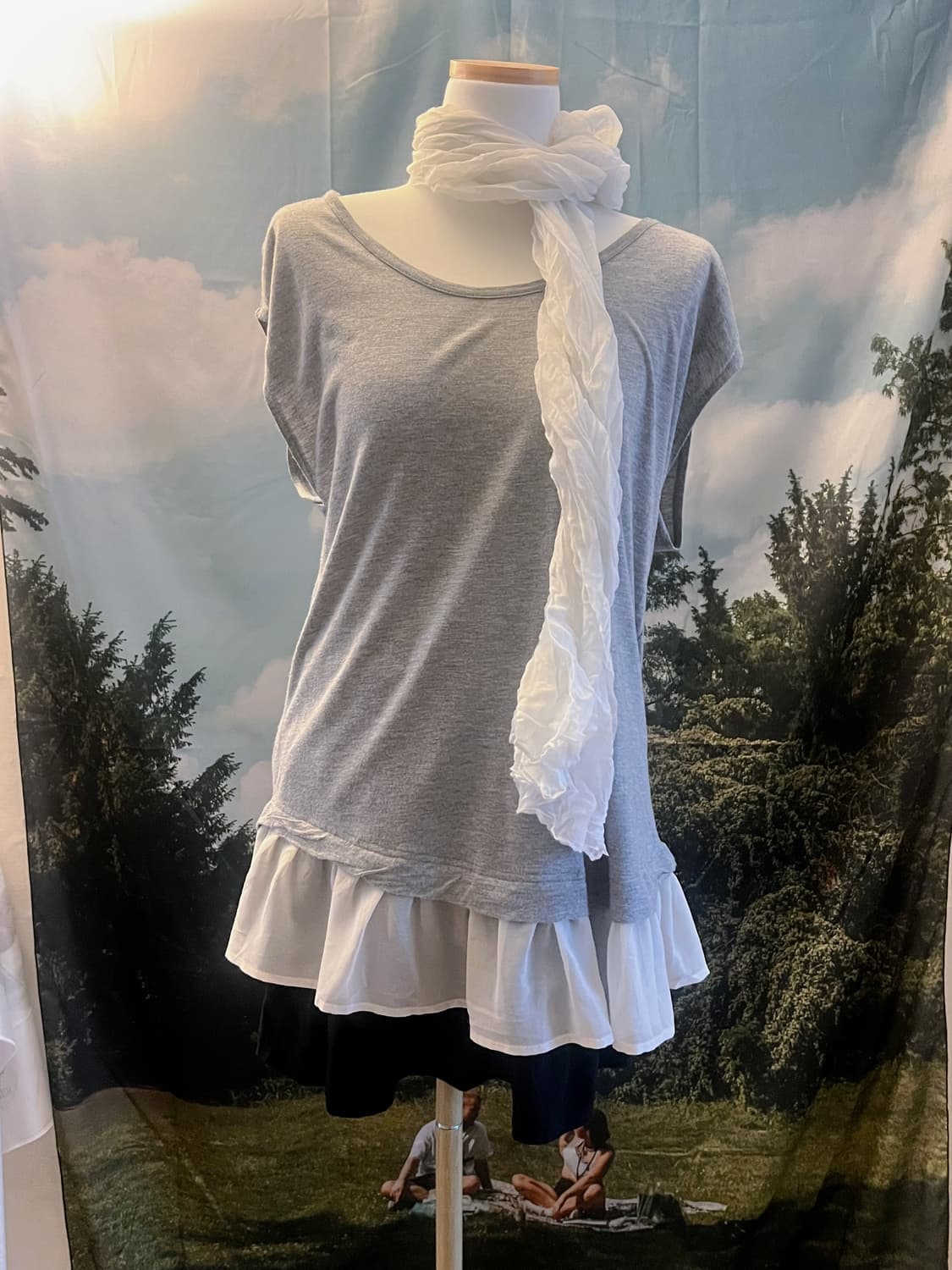 hem frill detail gray sleeveless dress 상품이미지1