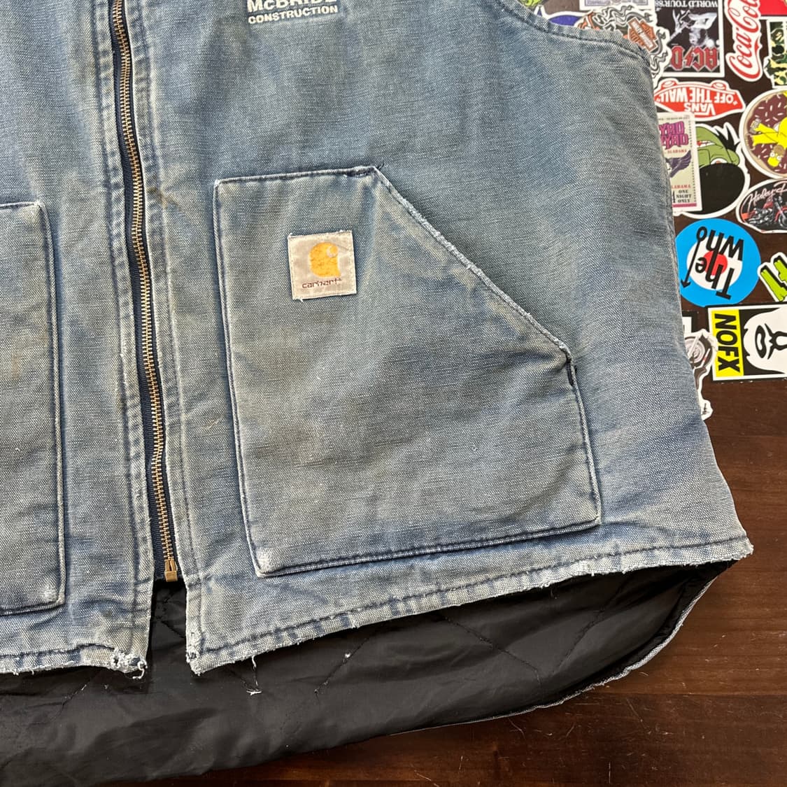 90s USA 칼하트 V01-NVY 워크 베스트 XXL 상품이미지5