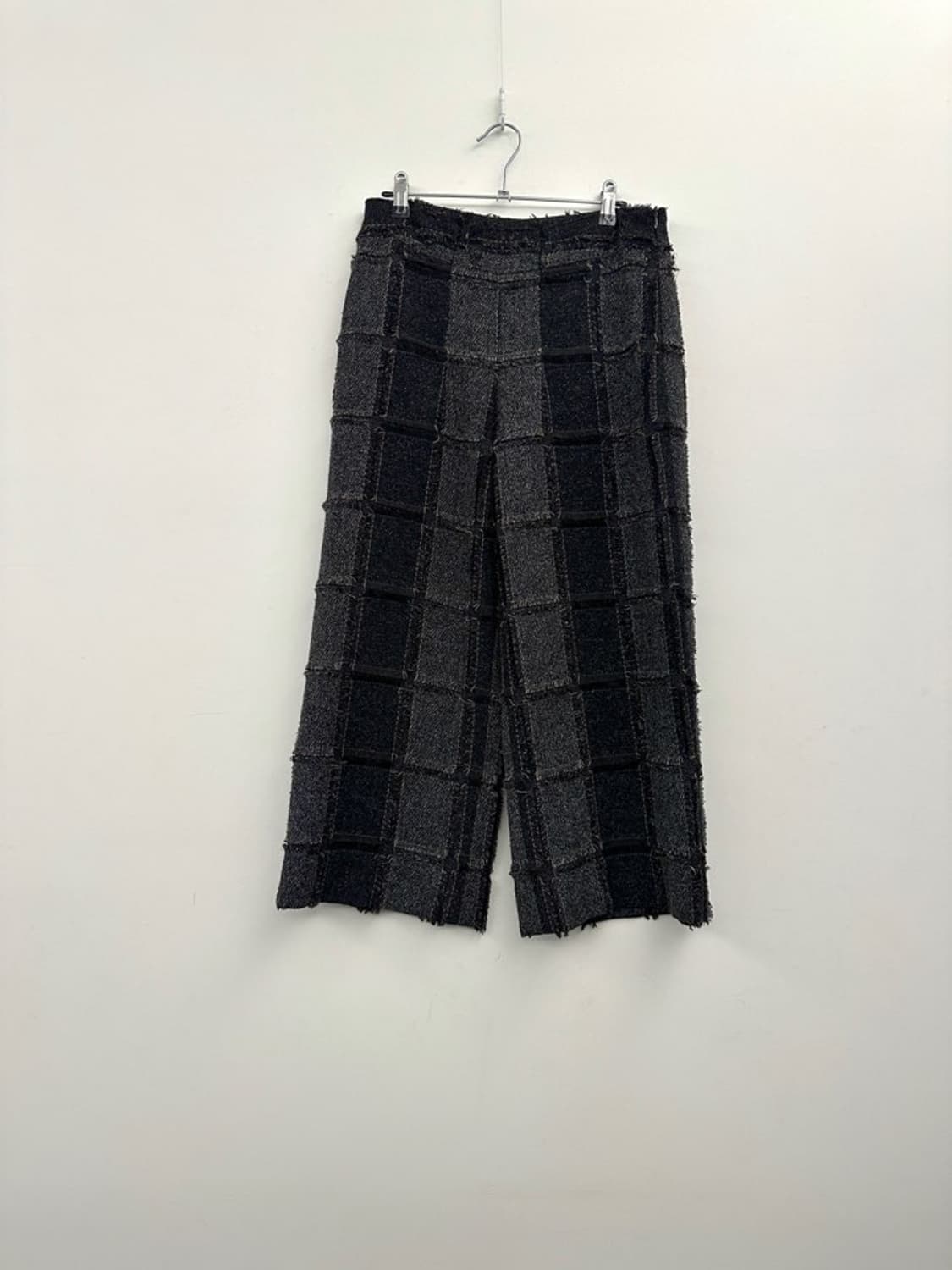 Check trimming mid warm pants / navy 상품이미지2