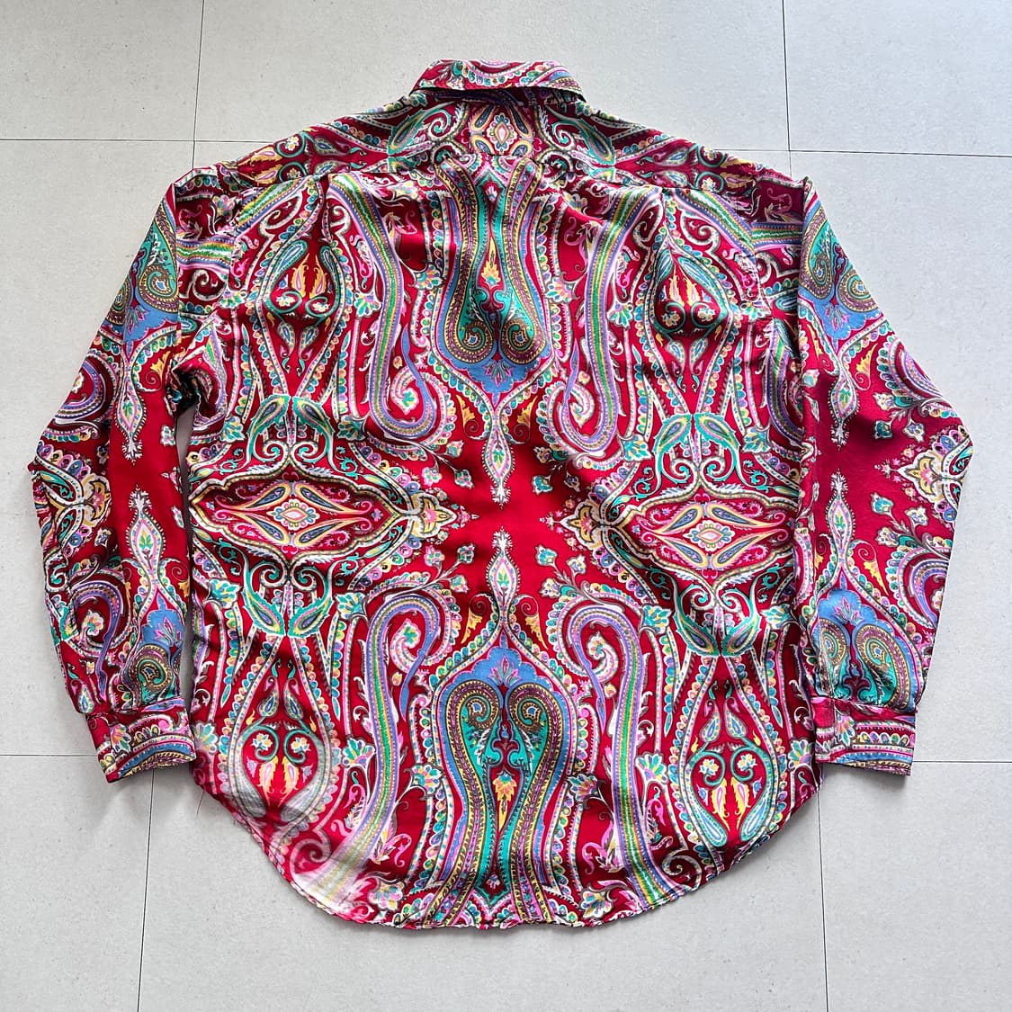 폴로 랄프로렌 90s 실크 100% 페이즐리 셔츠 L 상품이미지6