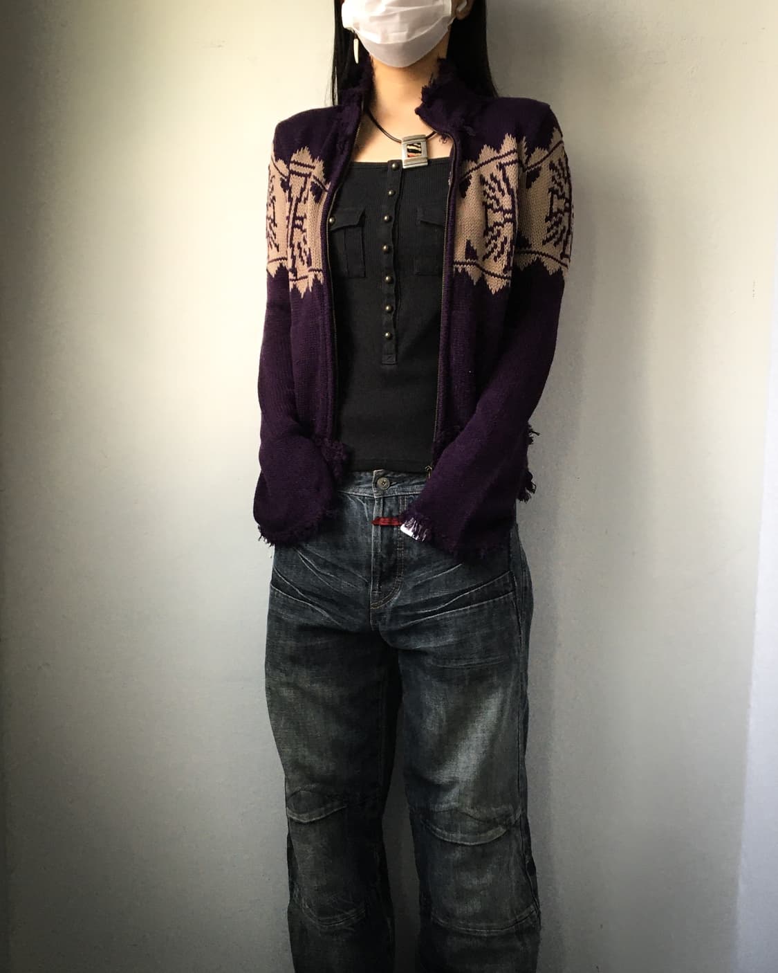 Grunge mood fringe knit zip up 상품이미지9